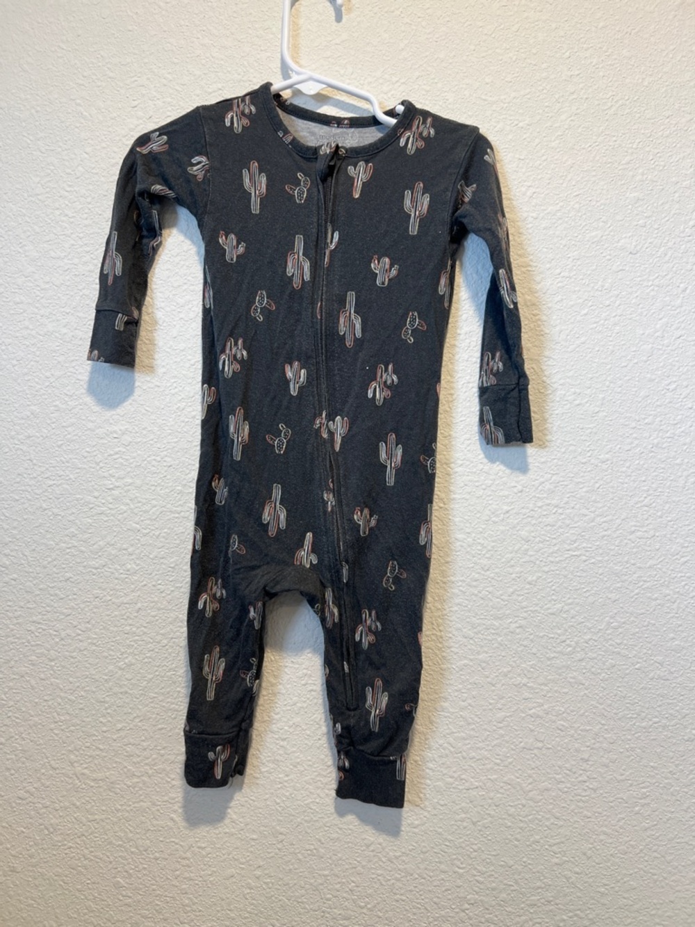 Kids Charcoal Cactus Print One-Piece Pajama